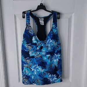 Blue Floral Women's Swim Top